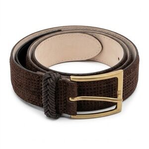 Massimo Dutti Textured Brown Suede Belt Made in Spain size 36 new